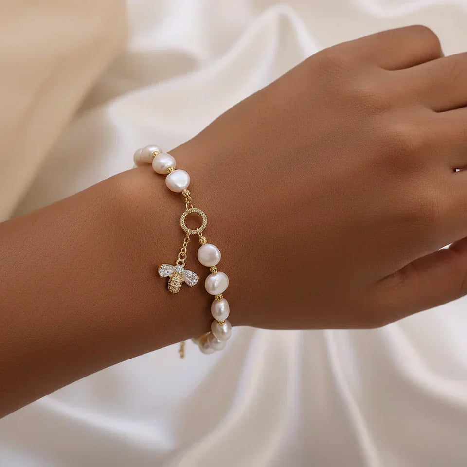 Gold plated pearl bracelet from 1783 Jewelry — affordable jewelry gifts for her under $50