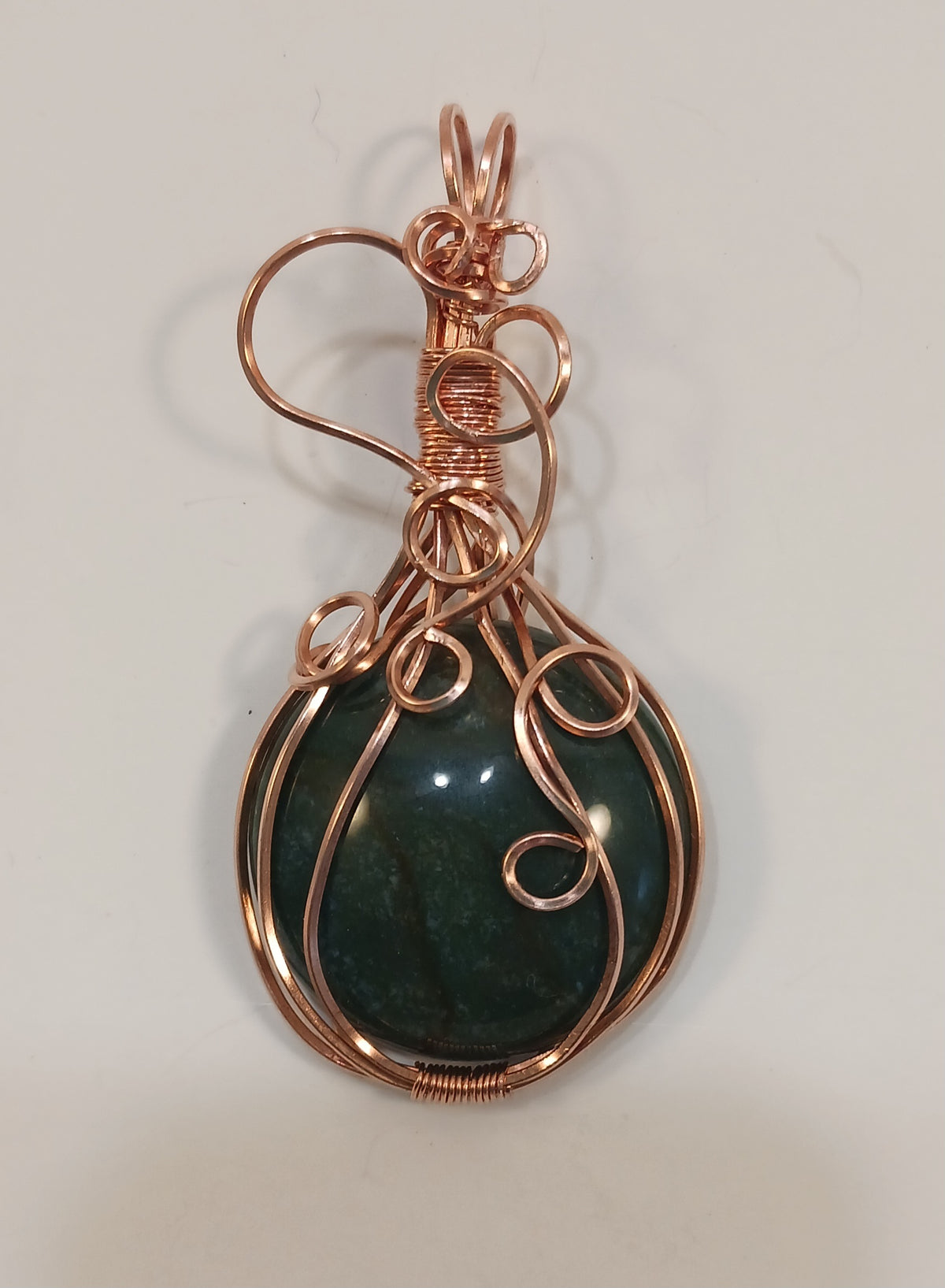 Copper Wire Wrapped Jasper Stone Pendant