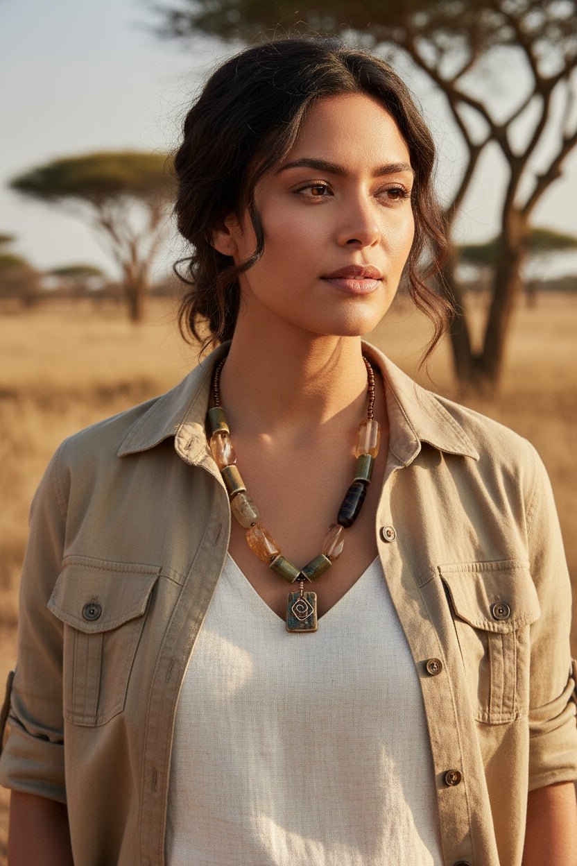 Copper Wire Work Statement Necklace