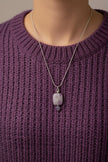 Sterling Silver Wire Wrapped Marbled Glass Necklace