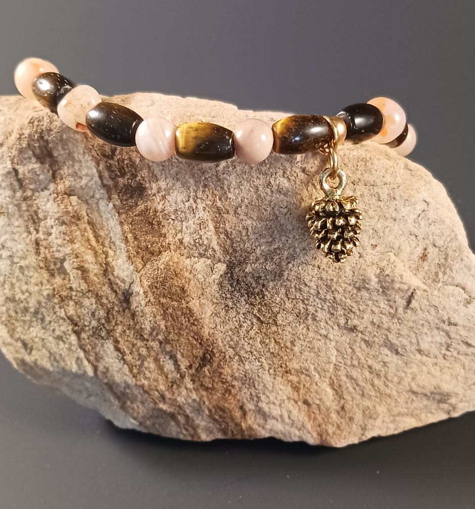 Tiger Eye and Agate Stretch Bracelet