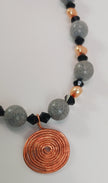 Yooperlite and Freshwater Pearls with Copper Pendant