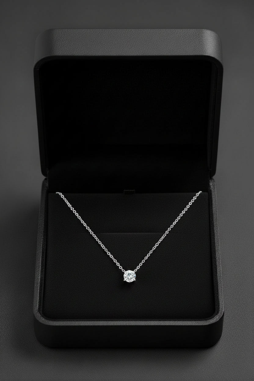 NEW ITEM!    White Sapphire Sterling Silver 18" Pendant Necklace with Matching Stud Earrings