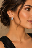 NEW ITEM!      White Sapphire Sterling Silver Hoop Earrings