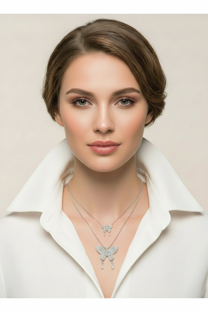 Sterling Silver Double Butterfly Necklace
