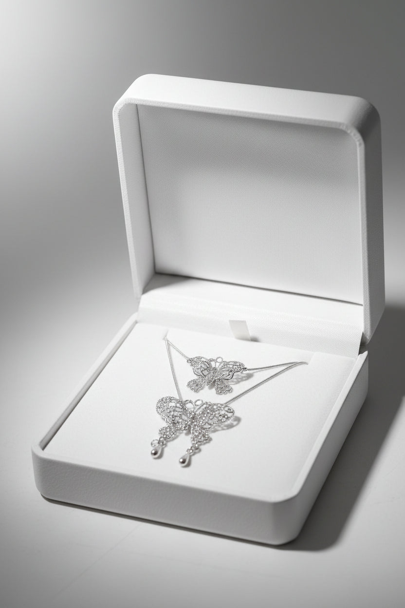 Sterling Silver Double Butterfly Necklace