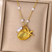 Starfish and seashell necklace with matching earrings
