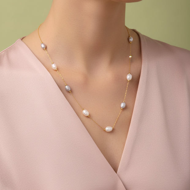 18K gold plated freshwater pearl necklace