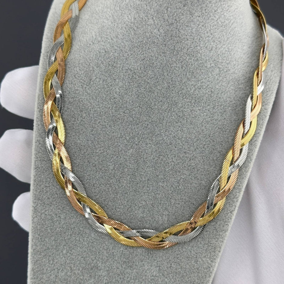 Braided Gold and Silver Necklace