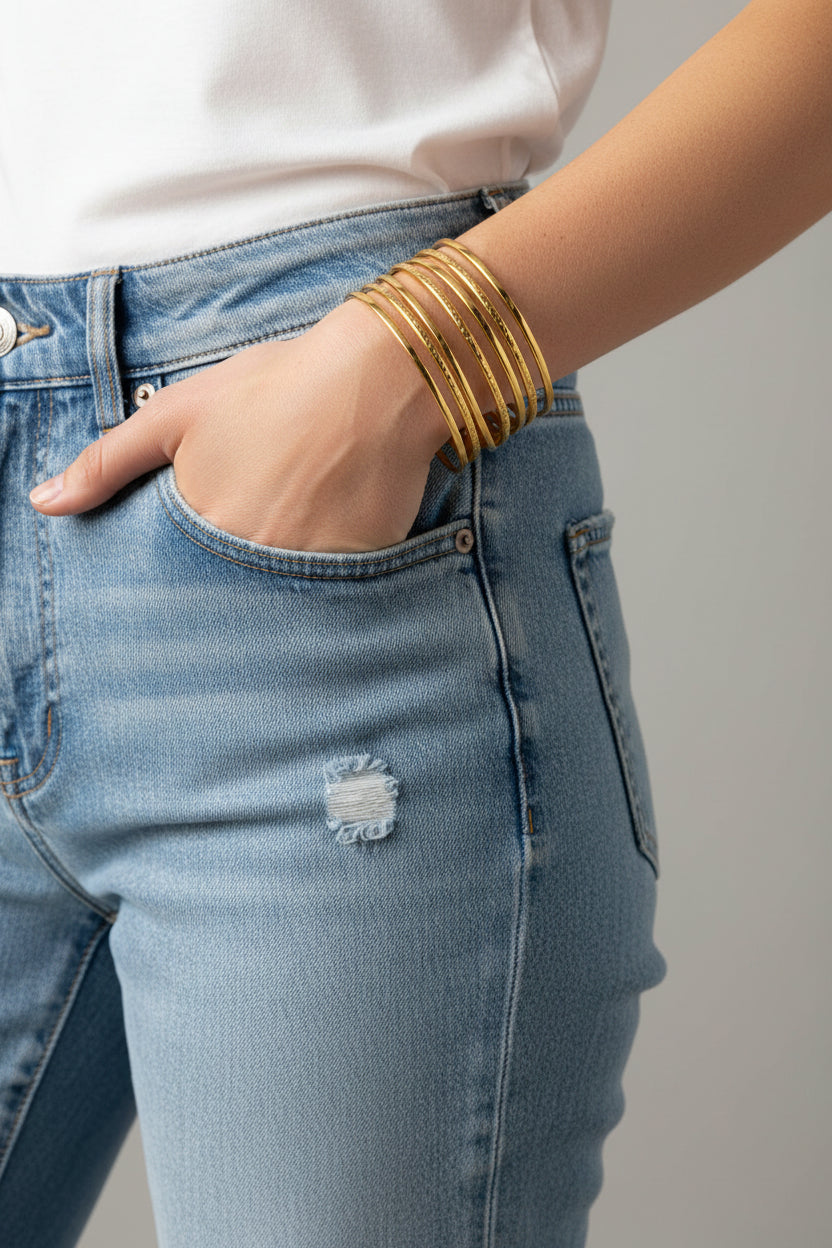 18K gold plated stacked bracelet
