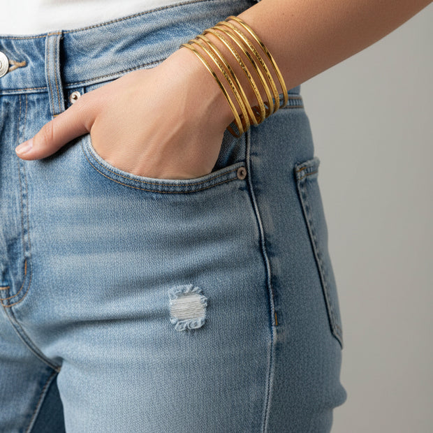 18K gold plated stacked bracelet