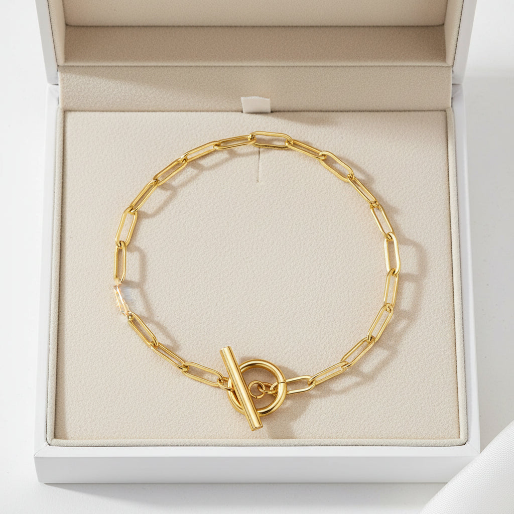 18K gold plated paper clip chain bracelet