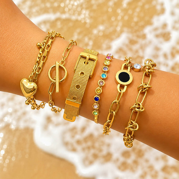 "Belt" Bracelet, 18K Gold Plated Steel