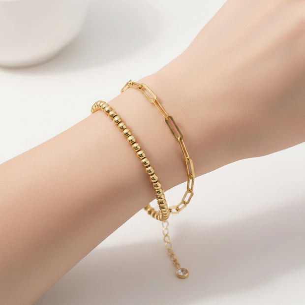 18K gold plated 2 piece bracelet set