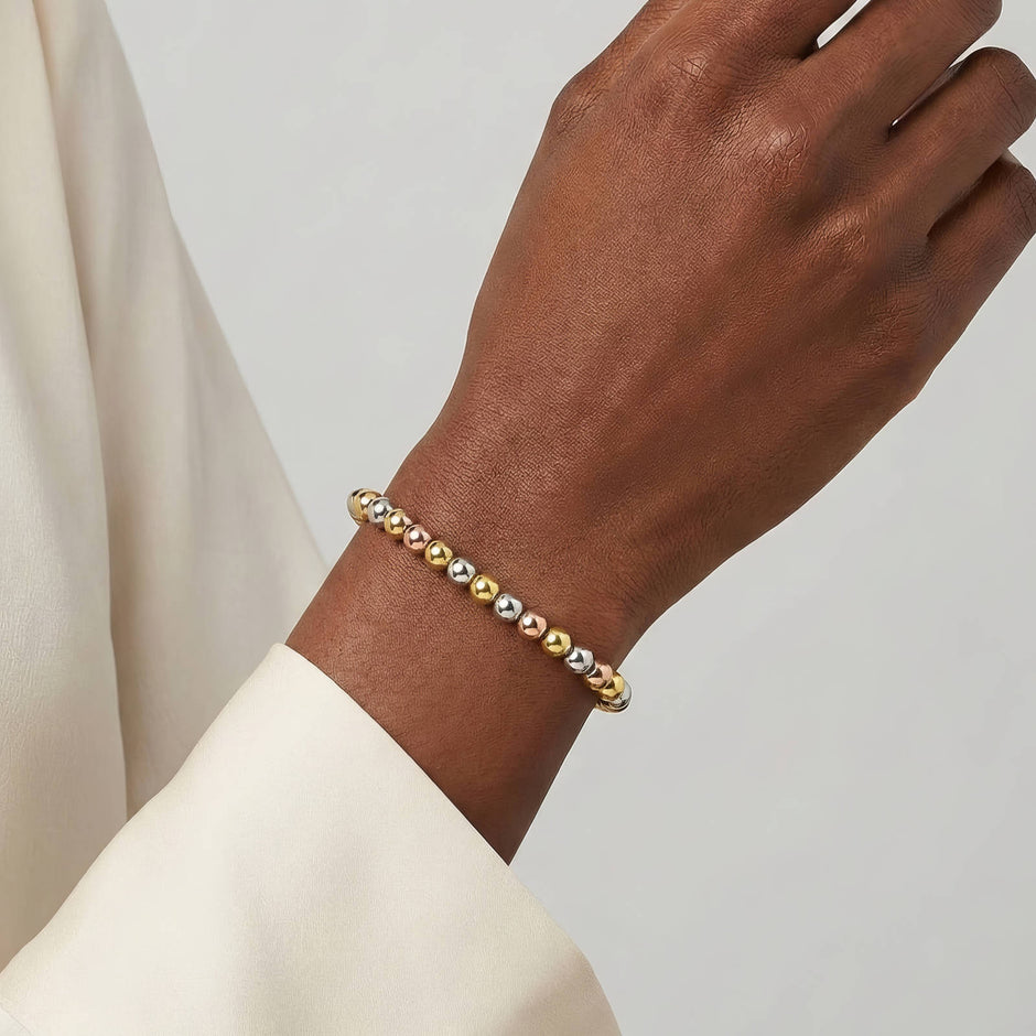 18K gold plated gold and silver bead bracelet