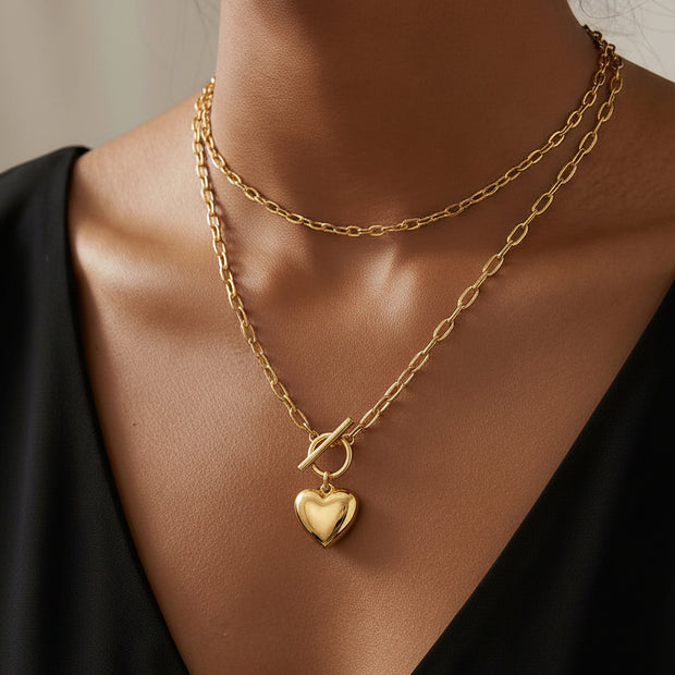 2 piece layered necklace with matching bracelet set