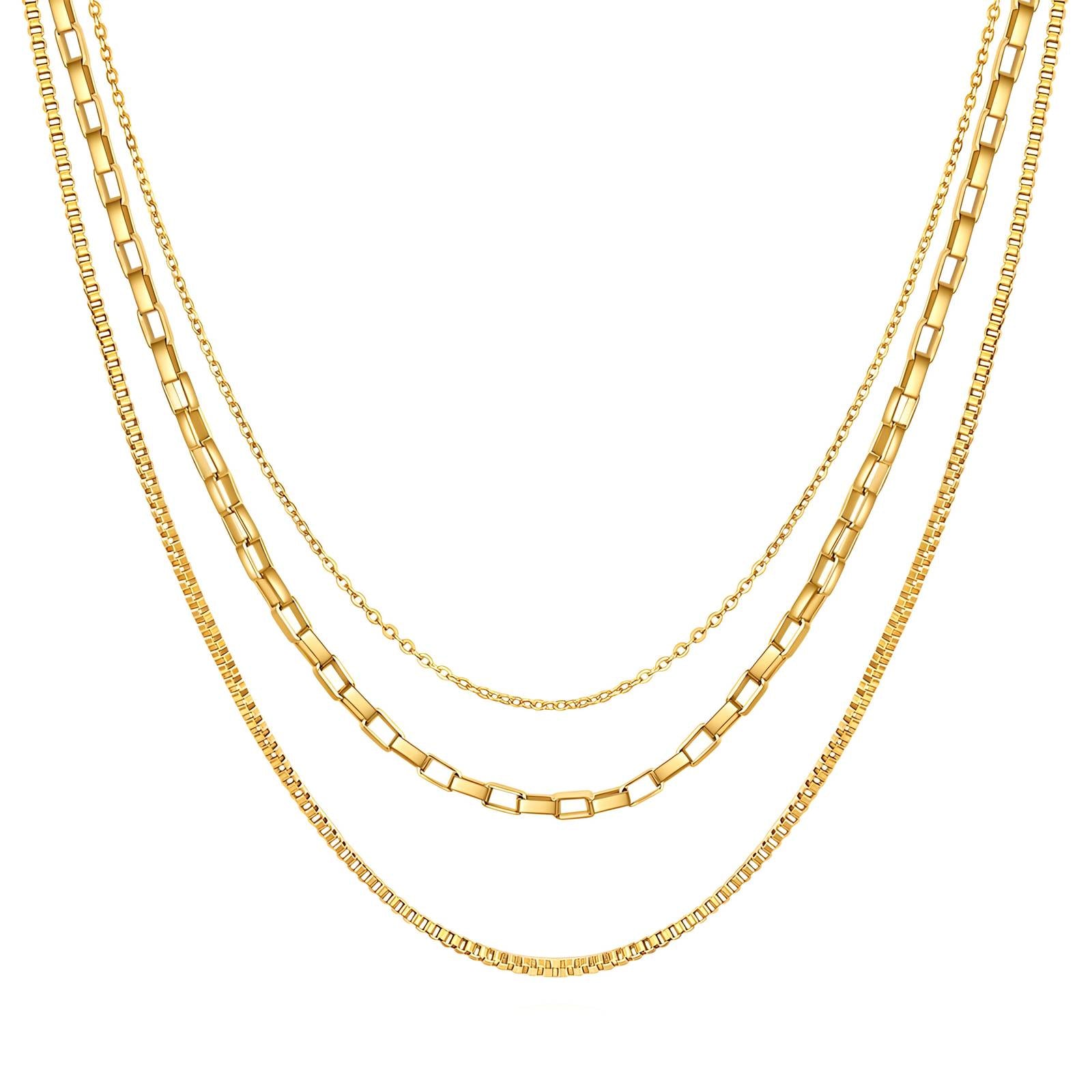18K gold plated layered necklace