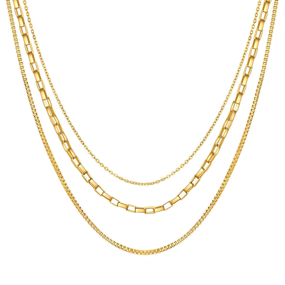 18K gold plated layered necklace