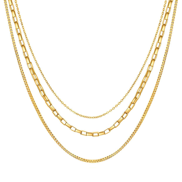 18K gold plated layered necklace