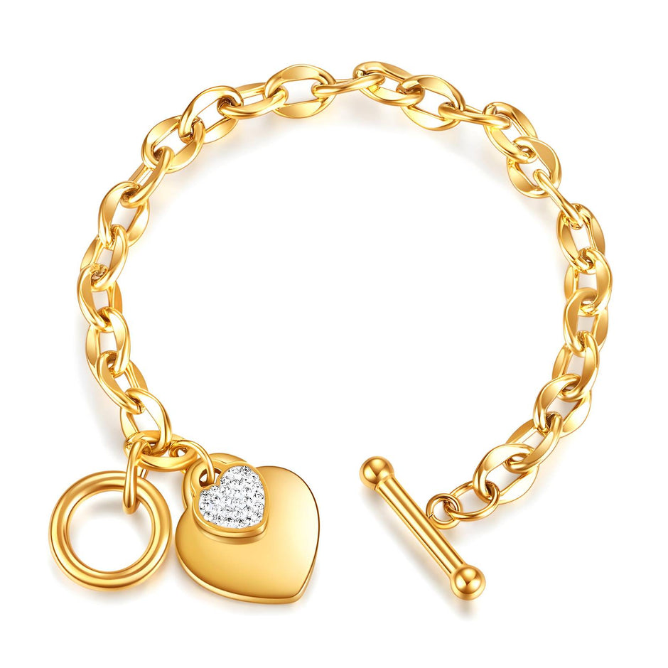 18K Gold Plated Heart Charm Bracelet