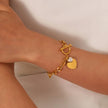 18K gold plated heart charm bracelet