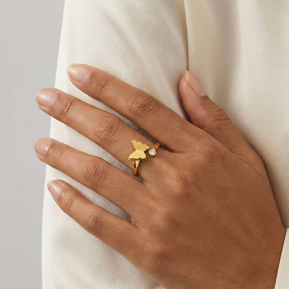 18K gold plated butterfly ring