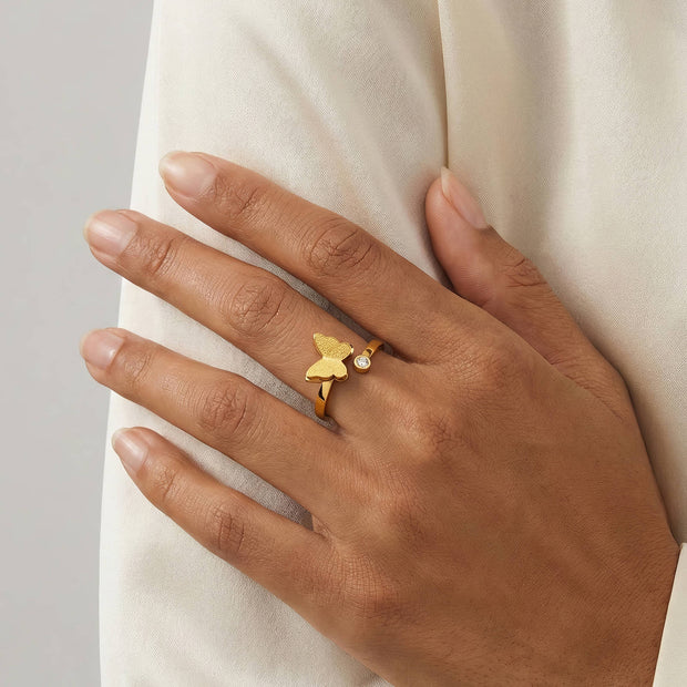 18K gold plated butterfly ring