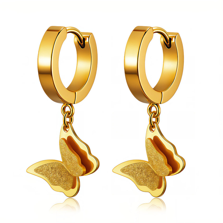 18K Gold Plated Matching Butterfly Earrings and Bracelet Set