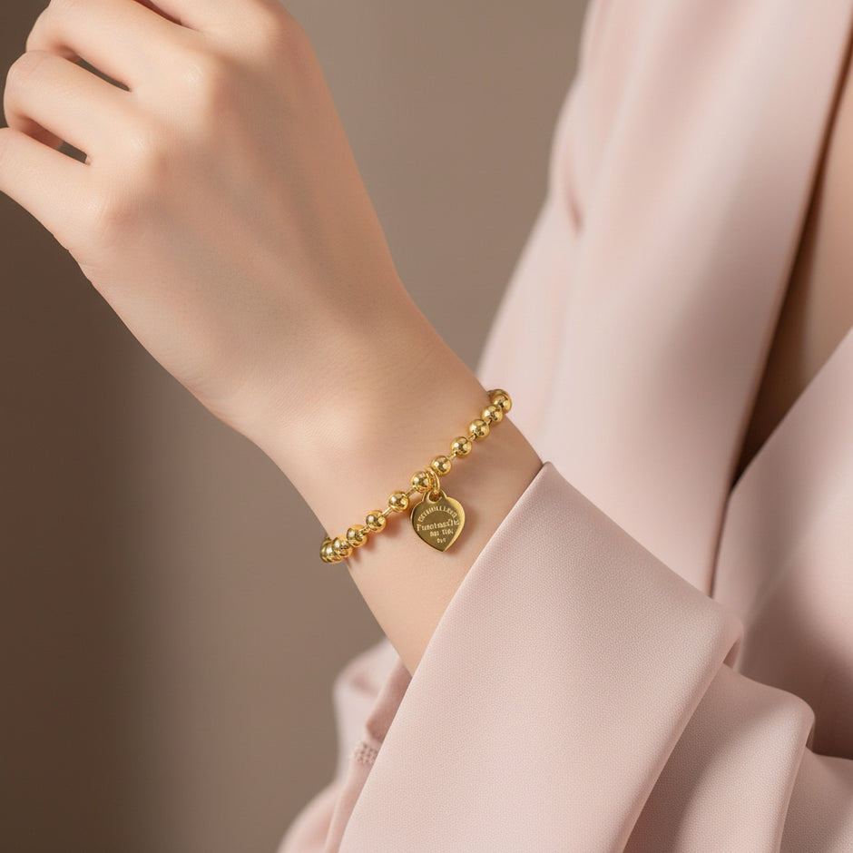18K gold plated bracelet with heart charm