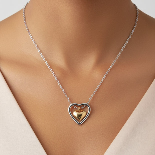 18K gold plated double heart necklace