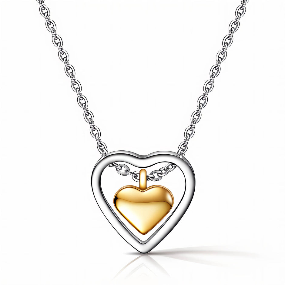 18K Gold Plated Stainless Steel Double Heart Necklace