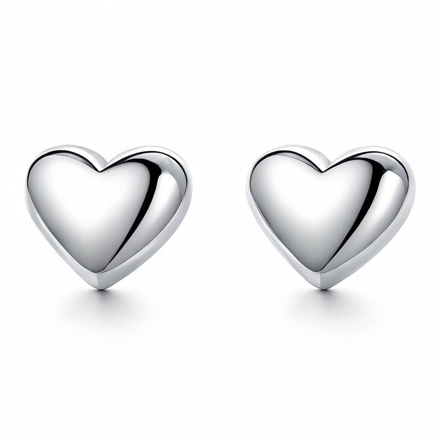 "Hearts" Stud Earrings for Ear Stacking, Stainless Steel