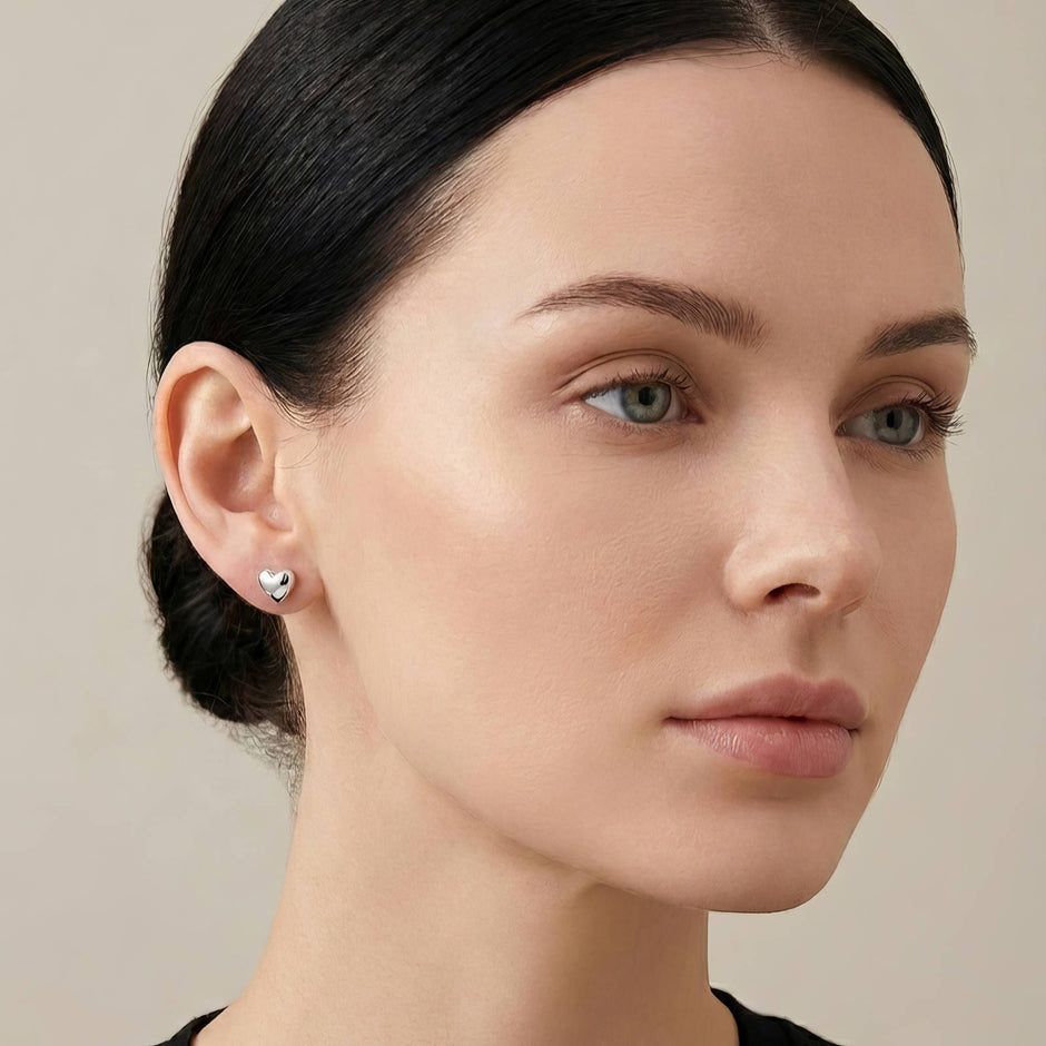 Stainless steel heart stud earrings for ear stacking