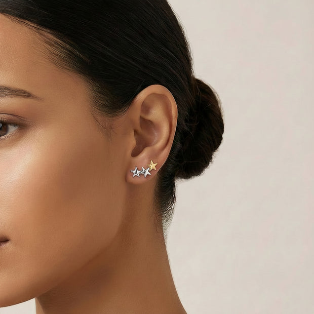 18K gold plated star stud earrings for ear stacking