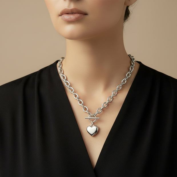 Stainless steel heart pendant necklace