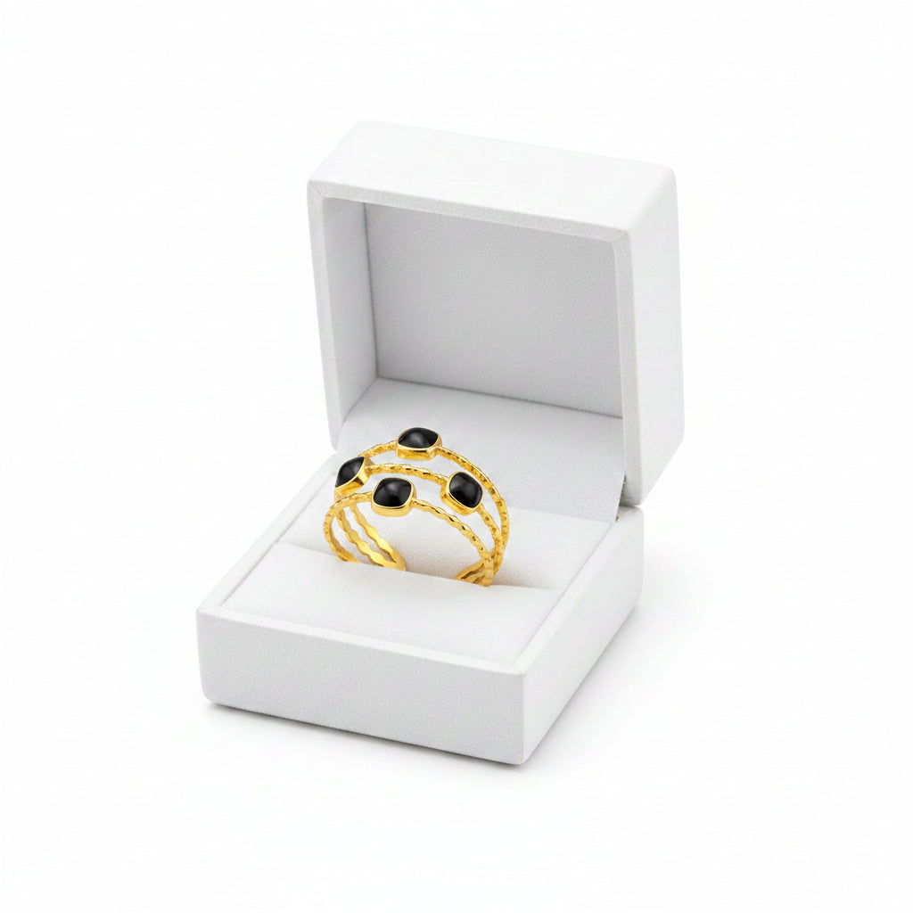 18K gold plated stackable ring on white background