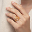 18K gold plated flower ring with petal detail