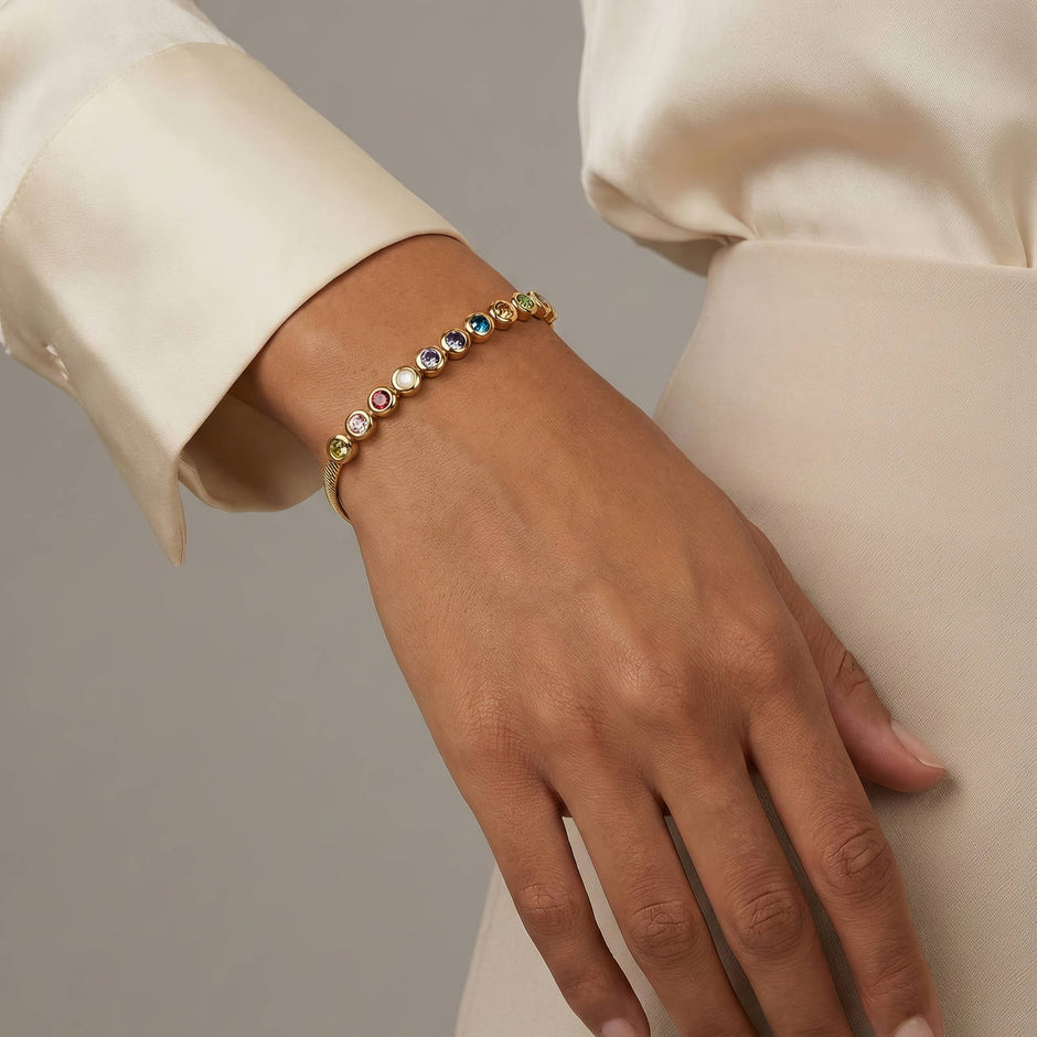 18K gold plated multi cubic zirconia bracelet