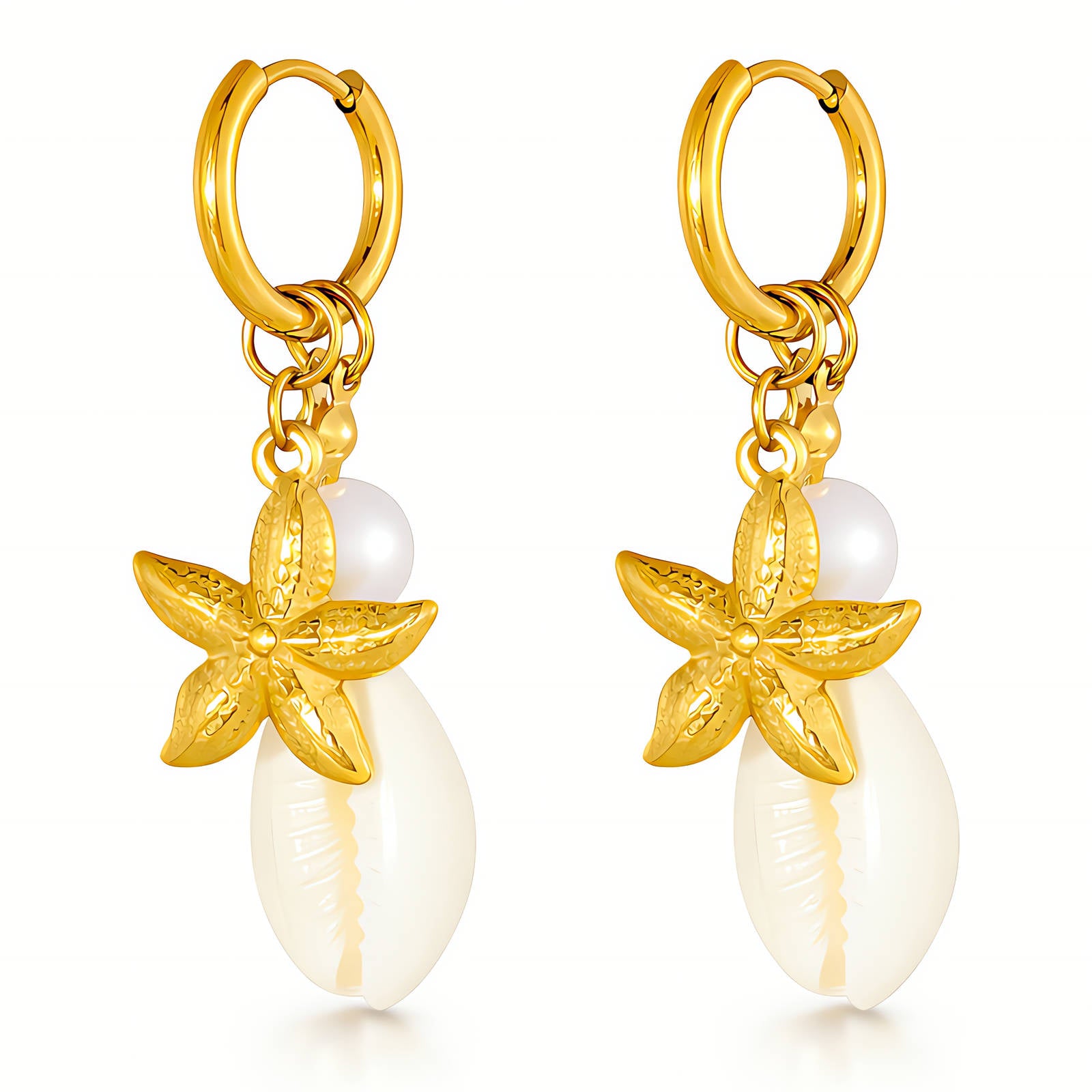 Starfish and Seashell Necklace with Matching Earrings