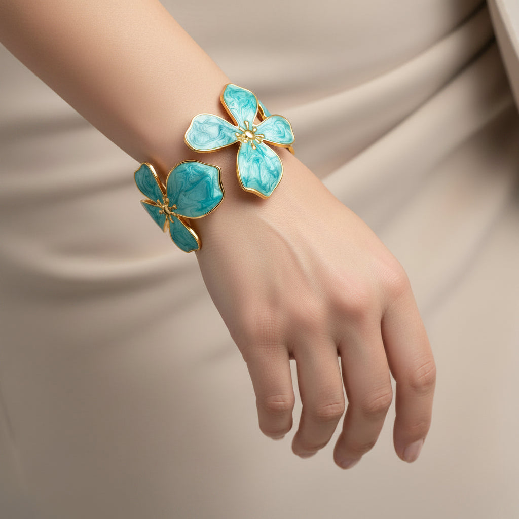 18K gold plated flowers bracelet