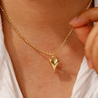 Romantic heart necklace and matching earrings set in gold plated stainless steel. Perfect for gifting.