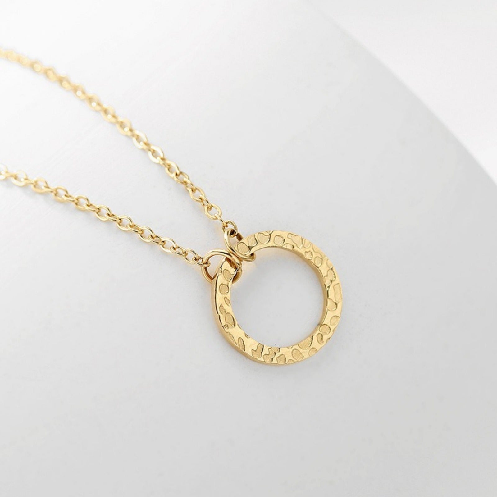 Dainty 18K gold plated ring pendant necklace