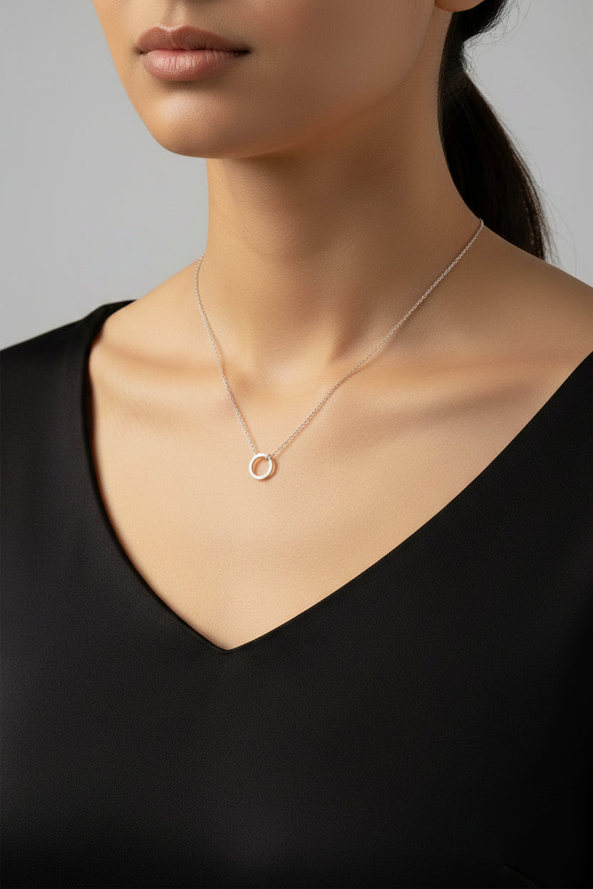 Dainty silver ring pendant necklace