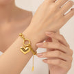Gold plated divided chain heart bracelet