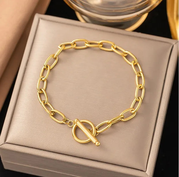 18K gold plated stainless steel chain bracelet
