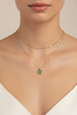 Layered necklace with green aventurine stone pendant