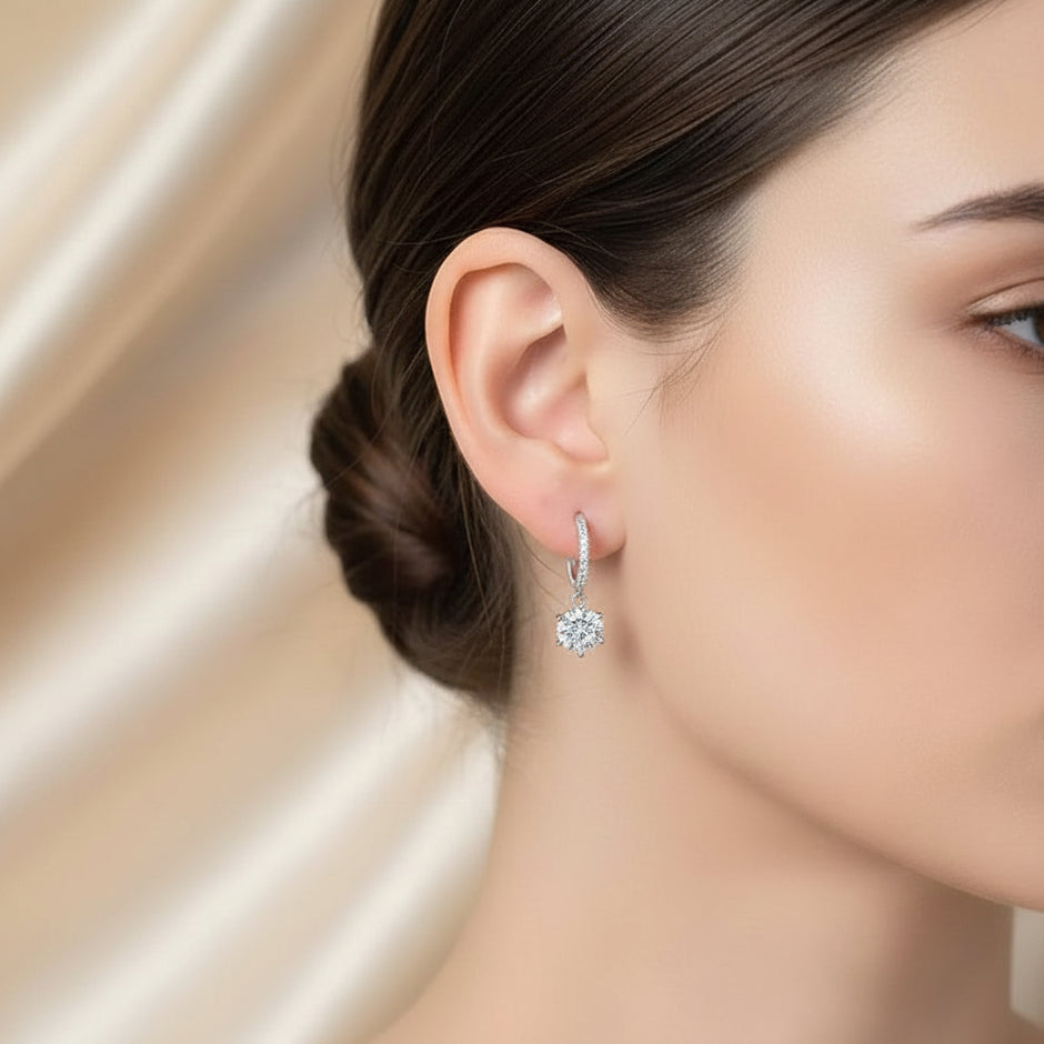 Sterling silver zirconia dangle earrings