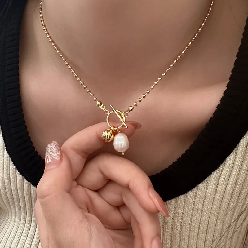 18K gold plated pearl necklace