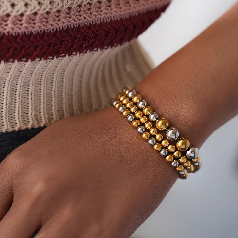 18K Gold Plated 3 piece Beaded Bracelet