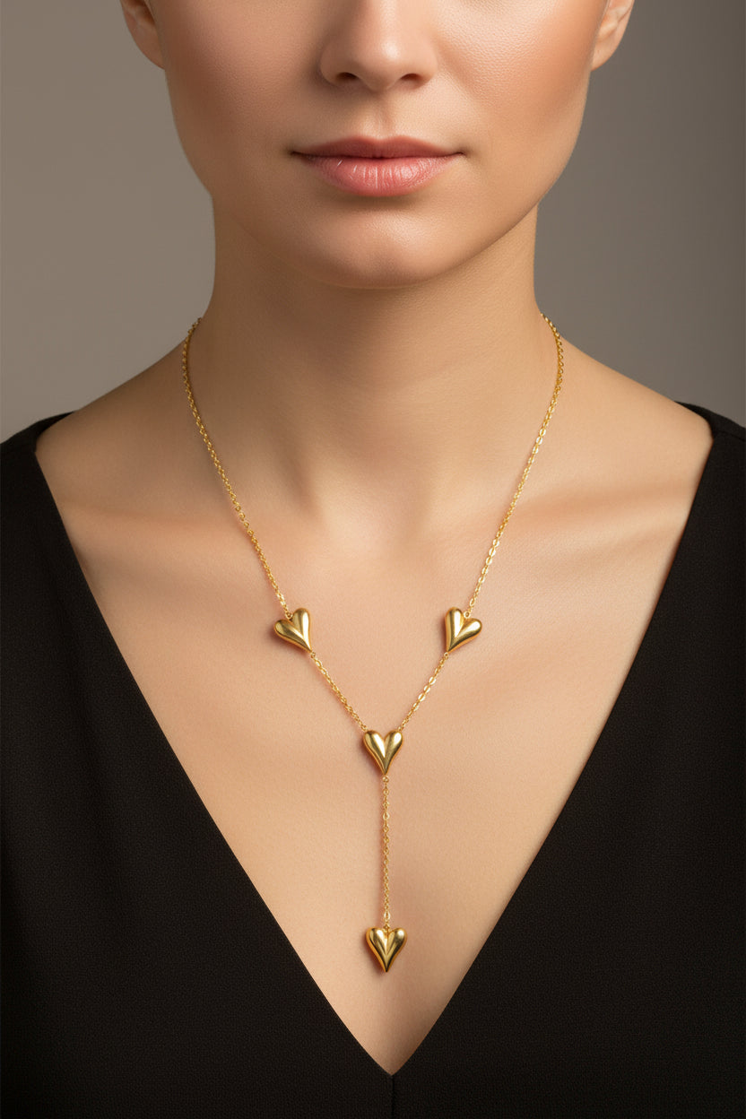 18K gold plated lariat Y necklace